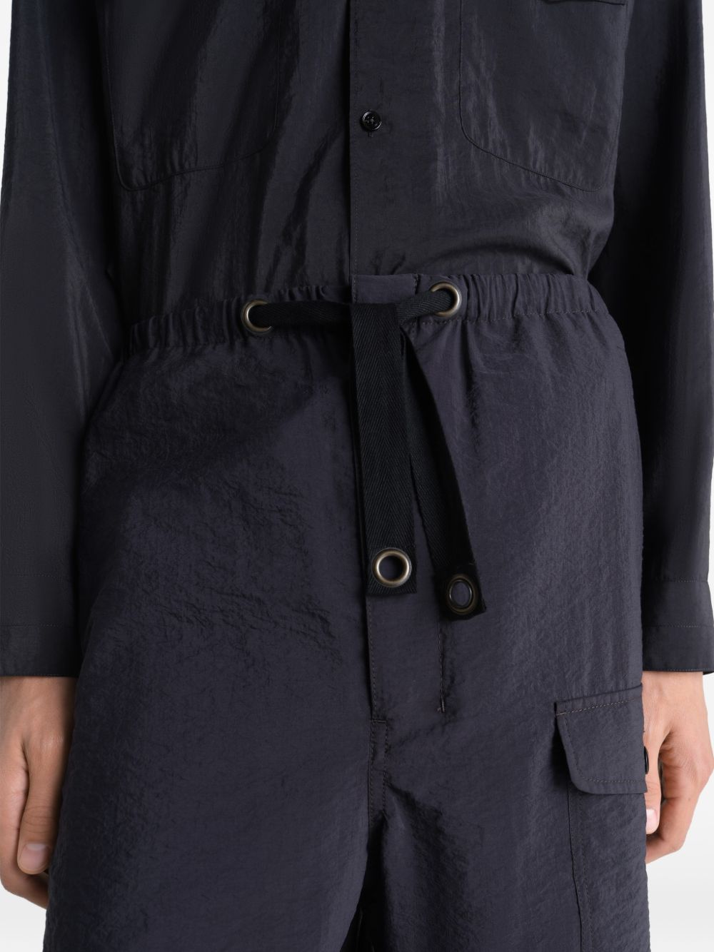 Shorts cargo con coulisse in nero Lemaire - uomo 