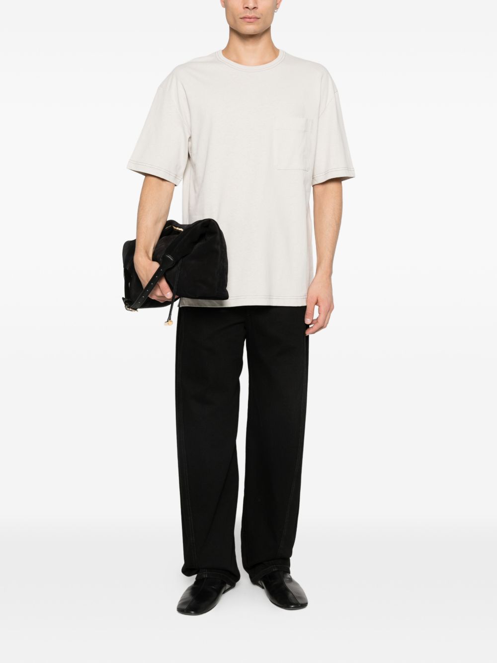 T-shirt a maniche corte in bianco Lemaire - uomo 