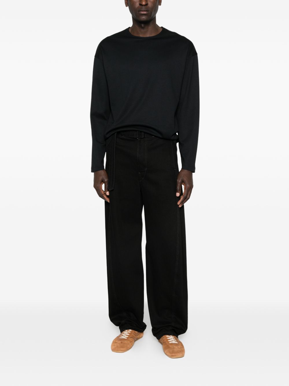 T-shirt a maniche lunghe in nero Lemaire - uomo 