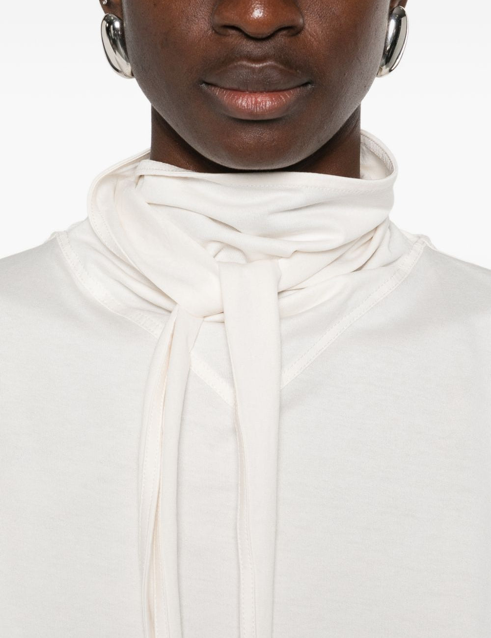 T-shirt con foulard in avorio Lemaire - donna 