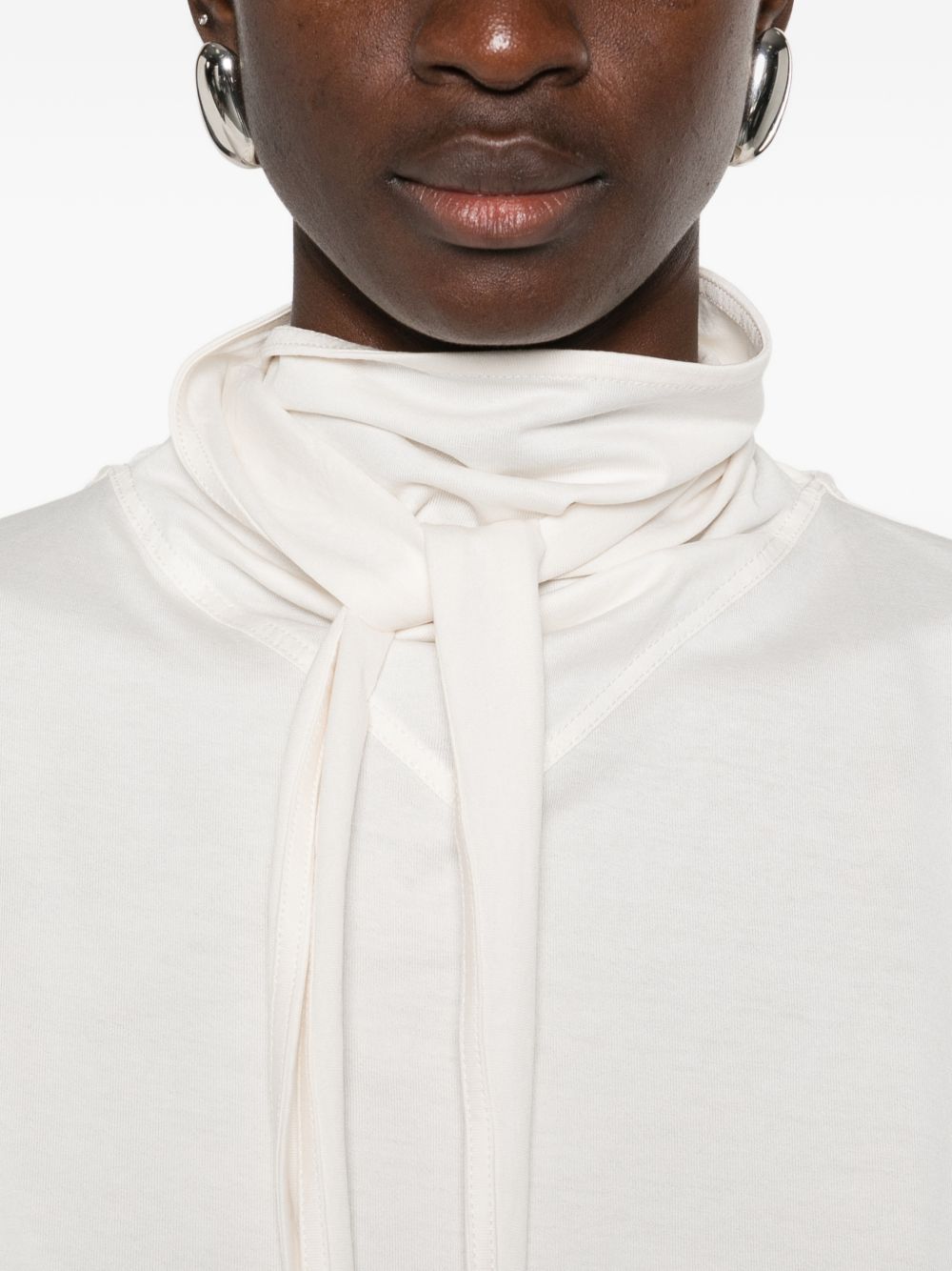 T-shirt con foulard in avorio Lemaire - donna 