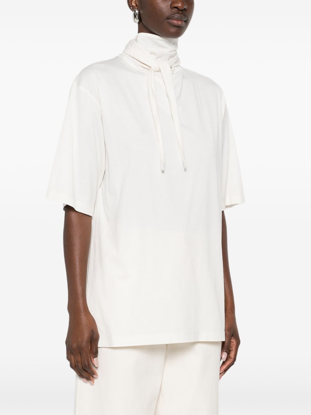 T-shirt con foulard in avorio Lemaire - donna 