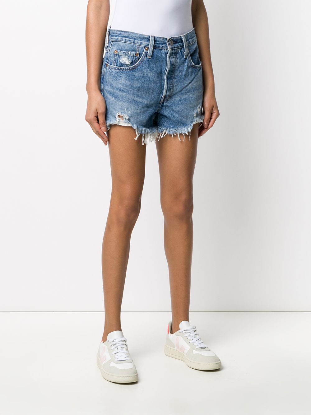 Shorts denim con effetto vissuto in blu Levi's - donna 