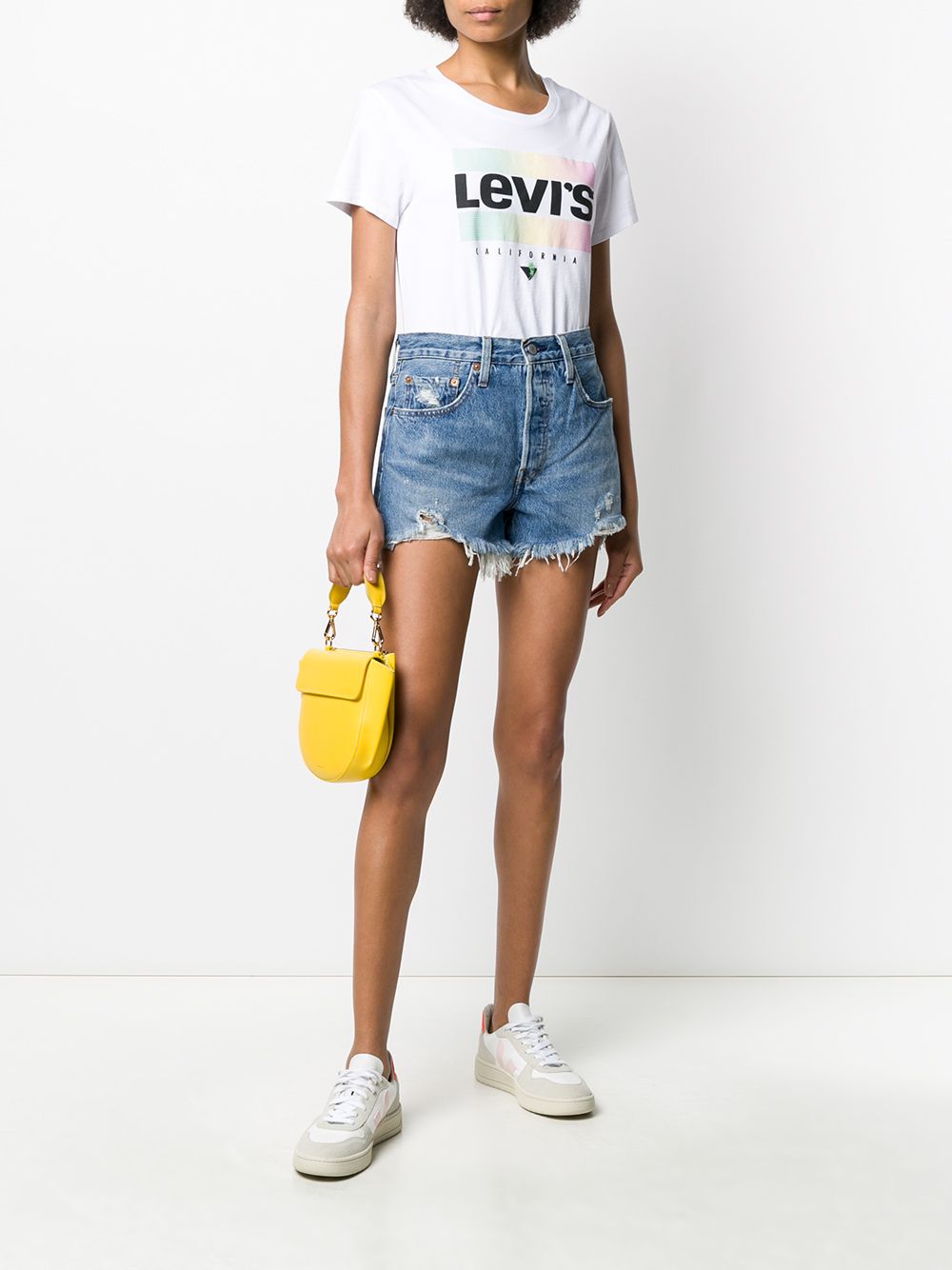 Shorts denim con effetto vissuto in blu Levi's - donna 
