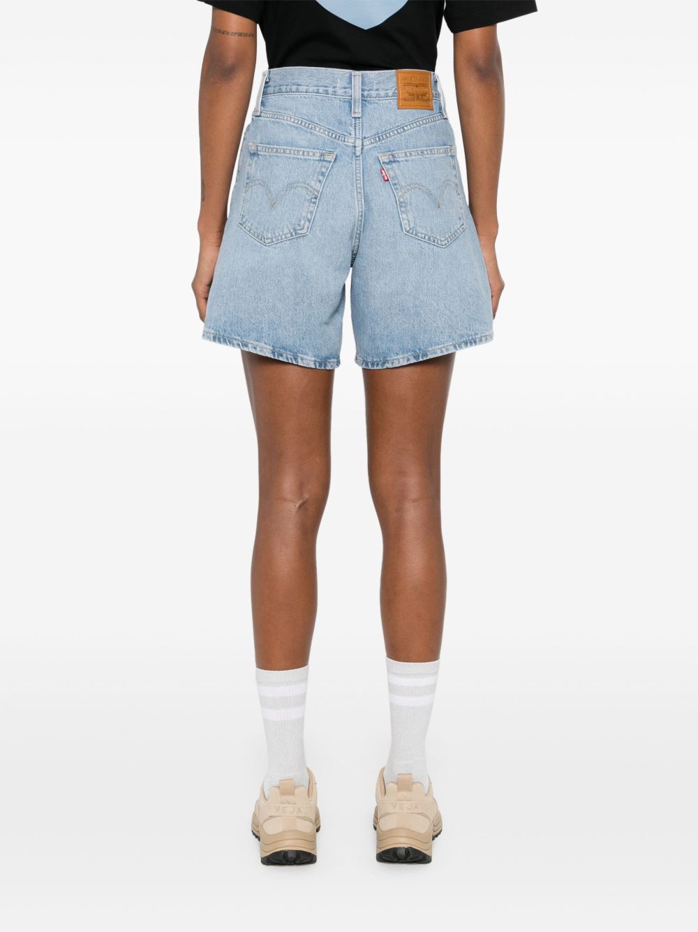 Shorts denim a vita alta in blu Levi's - donna 
