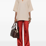 Pantaloni Alera con vita elasticizzata in rosso Loulou de saison - donna 