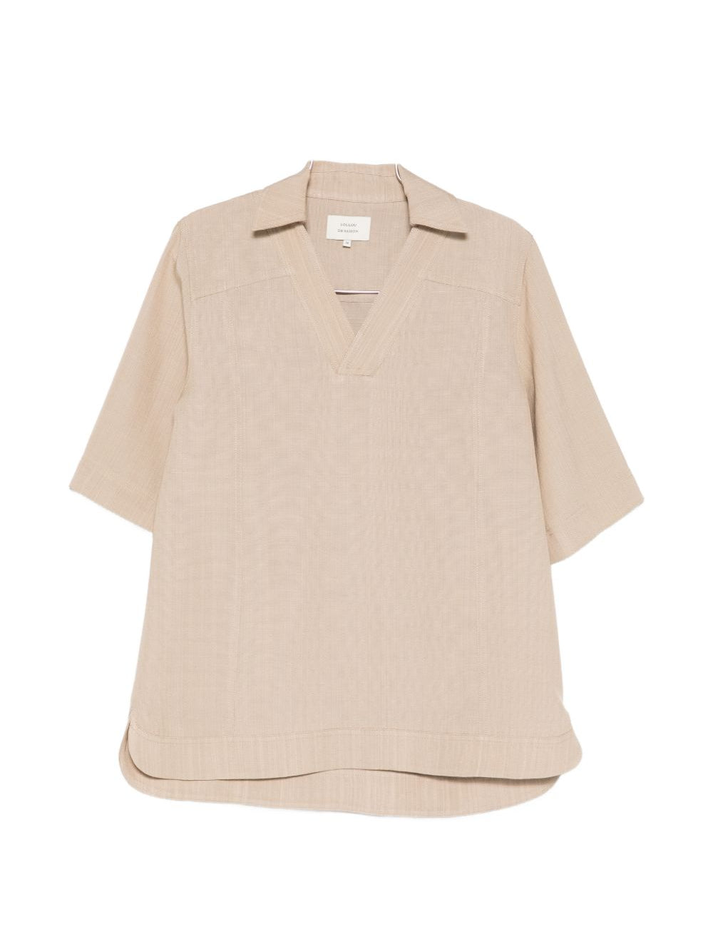 T-shirt con scollo a v ermo in beige Loulou de saison - donna 