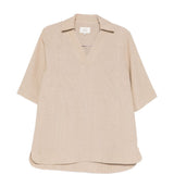 T-shirt con scollo a v ermo in beige Loulou de saison - donna 