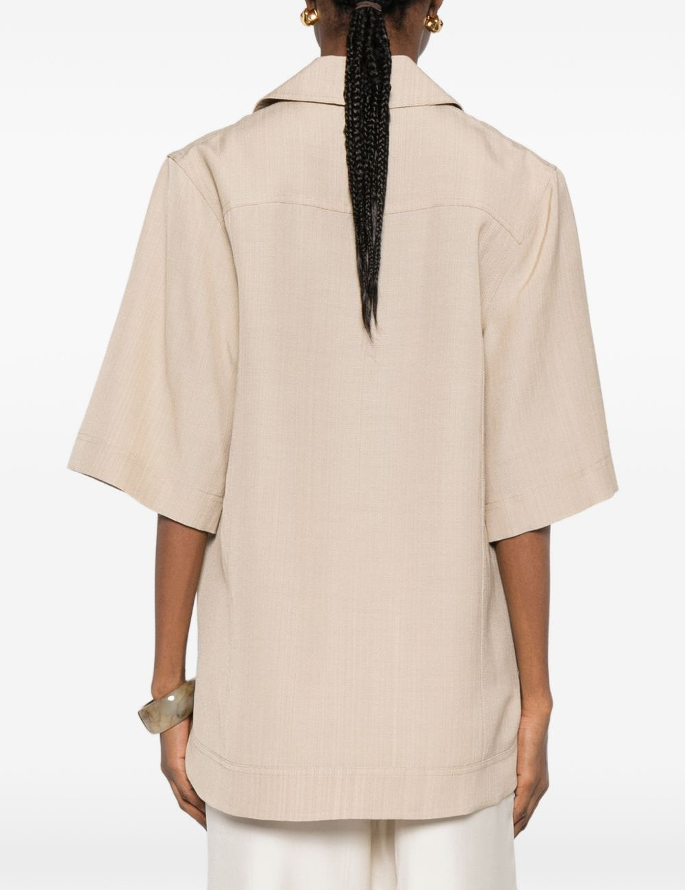 T-shirt con scollo a v ermo in beige Loulou de saison - donna 