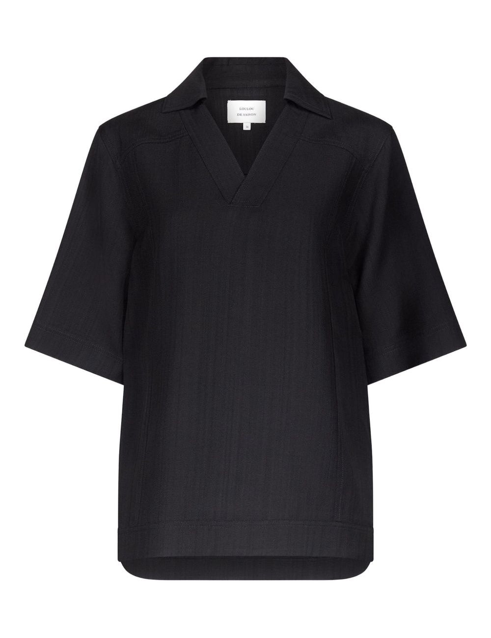 T-shirt con scollo a v ermo in nero Loulou de saison - donna 