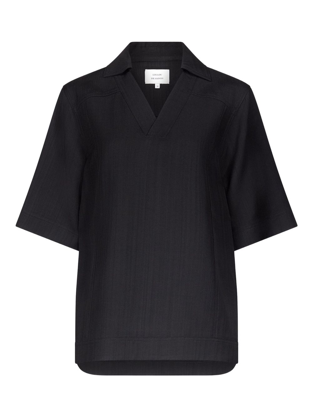 T-shirt con scollo a v ermo in nero Loulou de saison - donna 