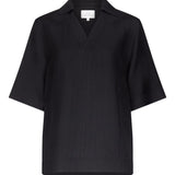 T-shirt con scollo a v ermo in nero Loulou de saison - donna 