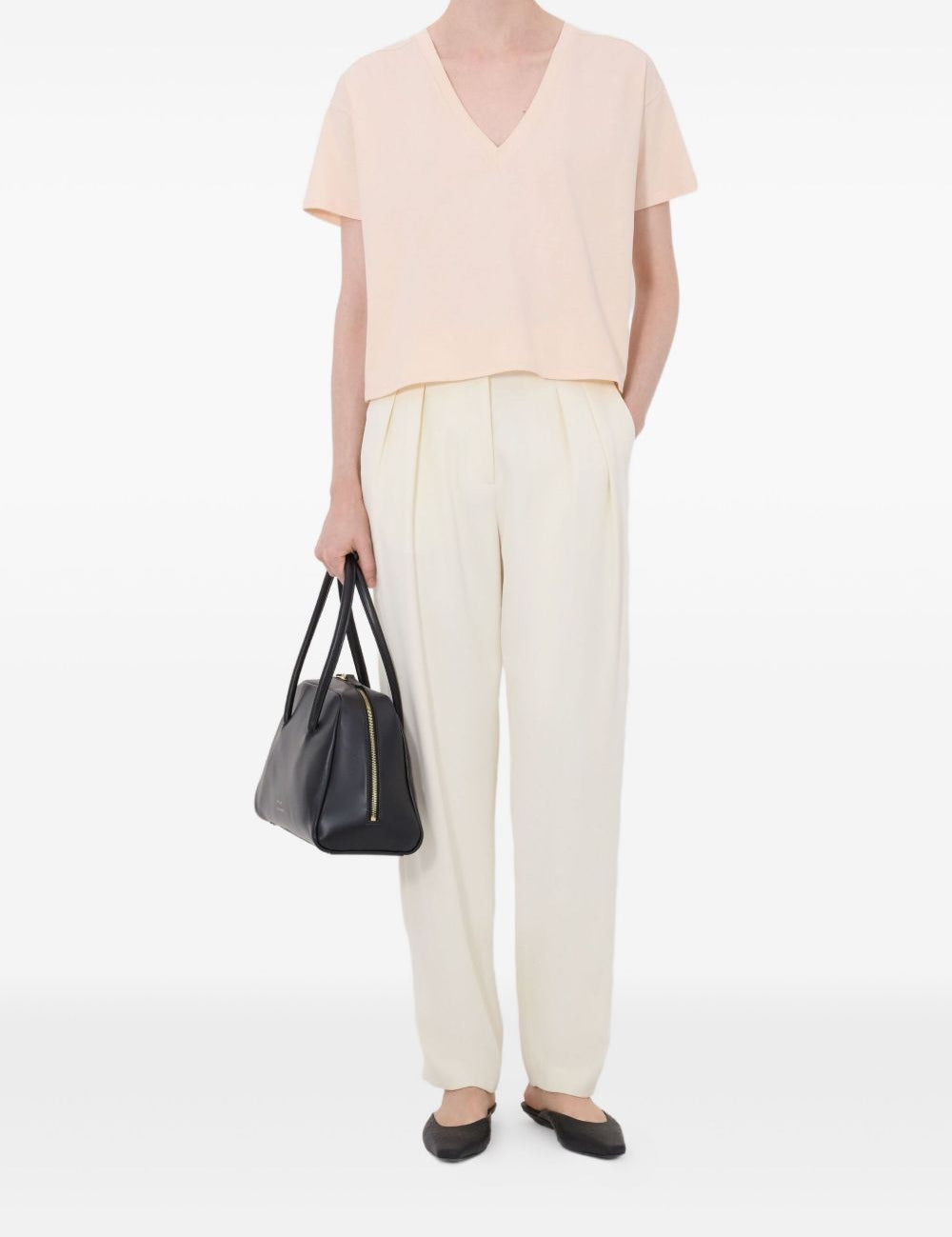 T-shirt Faaa Lds con scollo a V in rosa Loulou de saison - donna 