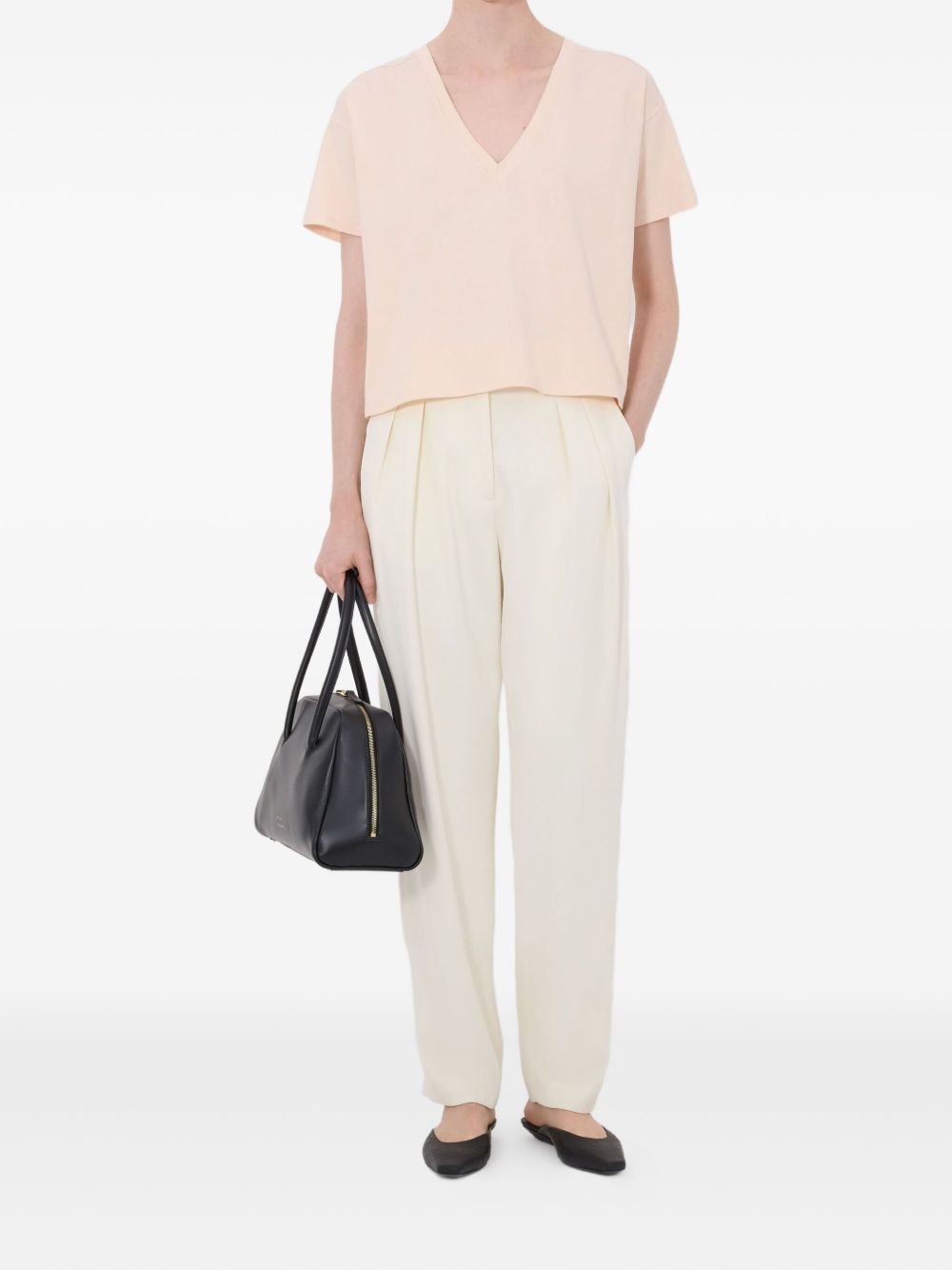 T-shirt Faaa Lds con scollo a V in rosa Loulou de saison - donna 