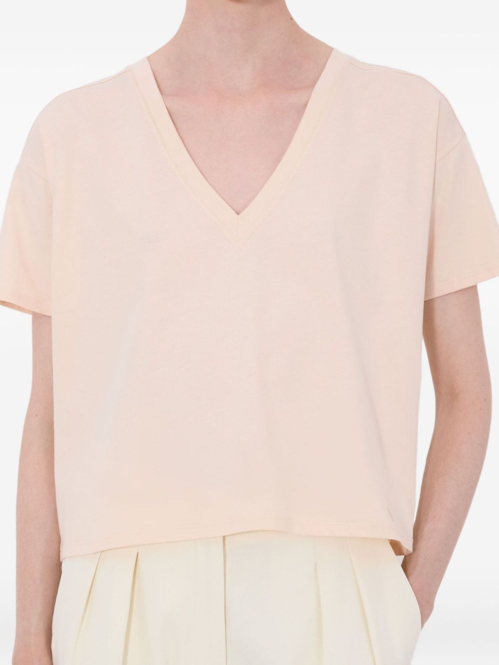 T-shirt Faaa Lds con scollo a V in rosa Loulou de saison - donna 