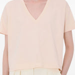 T-shirt Faaa Lds con scollo a V in rosa Loulou de saison - donna 