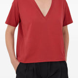 T-shirt Faaa Lds con scollo a V in rosso Loulou de saison - donna 