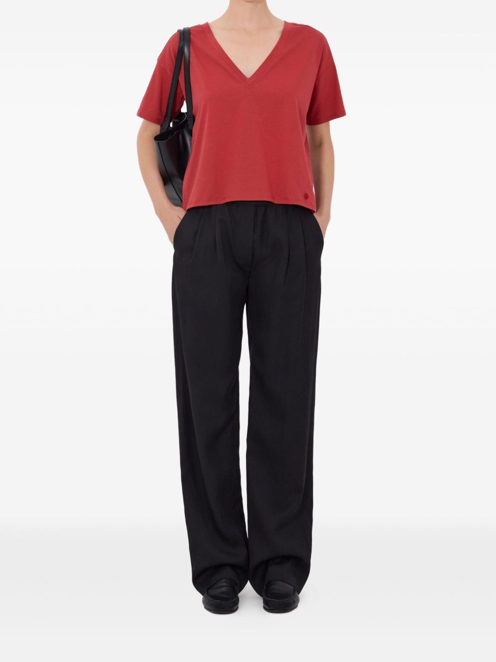 T-shirt Faaa Lds con scollo a V in rosso Loulou de saison - donna 