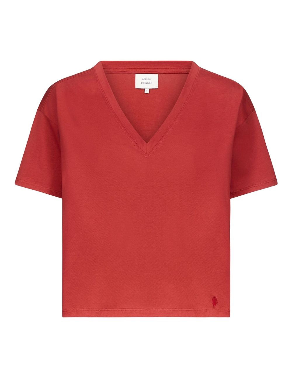 T-shirt Faaa Lds con scollo a V in rosso Loulou de saison - donna 