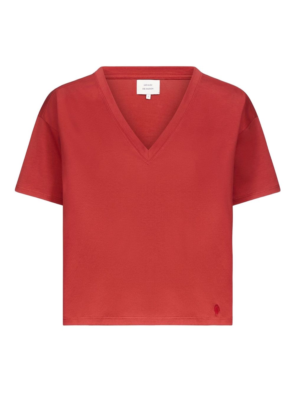 T-shirt Faaa Lds con scollo a V in rosso Loulou de saison - donna 