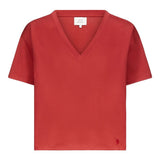 T-shirt Faaa Lds con scollo a V in rosso Loulou de saison - donna 
