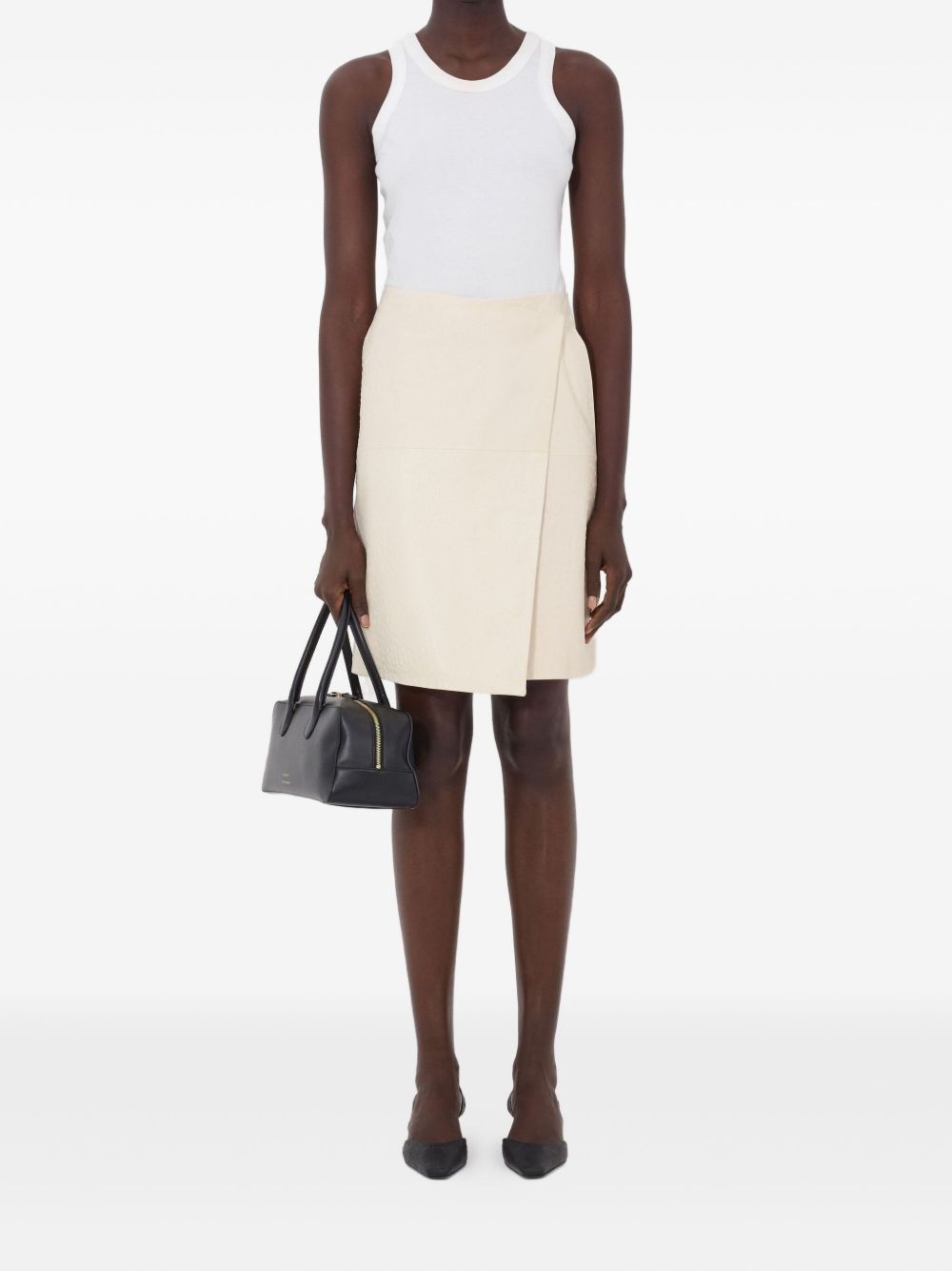 Gonna midi gora in pelle bianco Loulou de saison - donna 