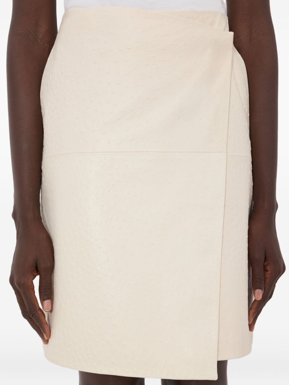 Gonna midi gora in pelle bianco Loulou de saison - donna 