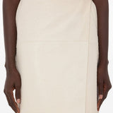 Gonna midi gora in pelle bianco Loulou de saison - donna 