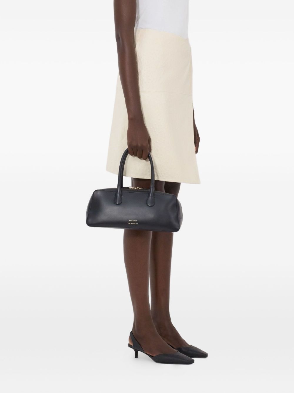 Gonna midi gora in pelle bianco Loulou de saison - donna 