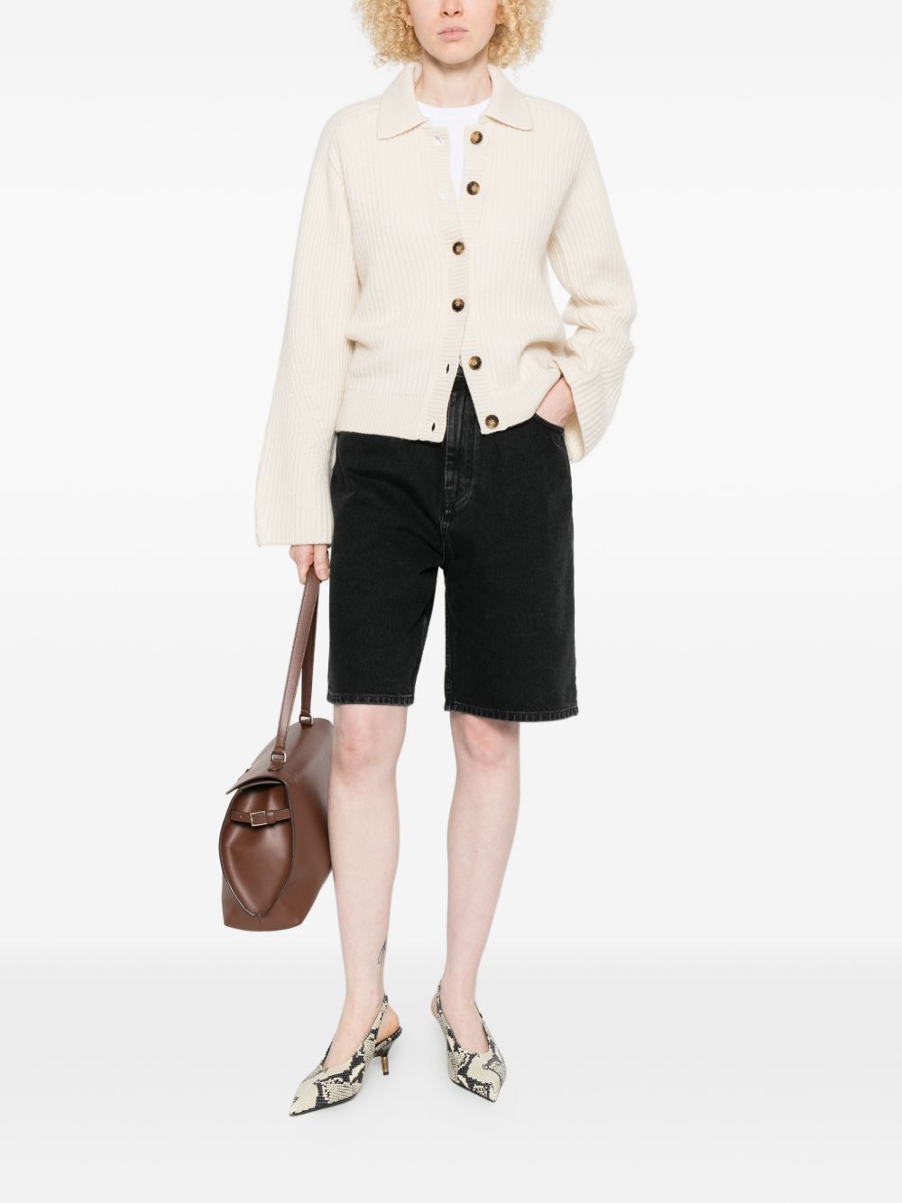 Shorts con tasche in grigio Loulou de saison - donna 