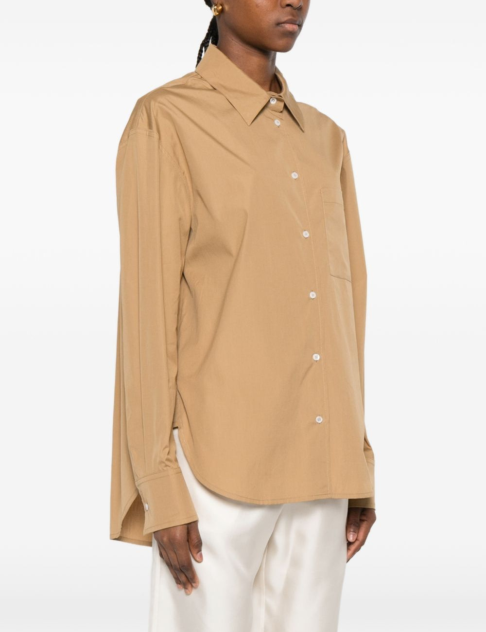 Camicia lee con ricamo in marrone chiaro Loulou de saison - donna 