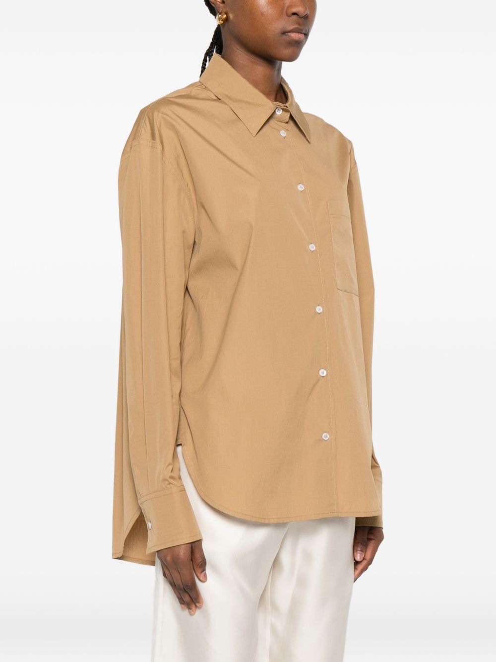 Camicia lee con ricamo in marrone chiaro Loulou de saison - donna 