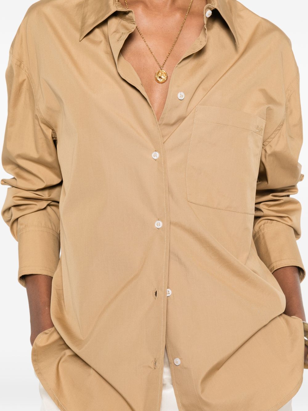 Camicia lee con ricamo in marrone chiaro Loulou de saison - donna 