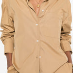 Camicia lee con ricamo in marrone chiaro Loulou de saison - donna 