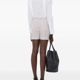 Shorts a righe Lory con coulisse in bianco e rosso Loulou de saison - donna 