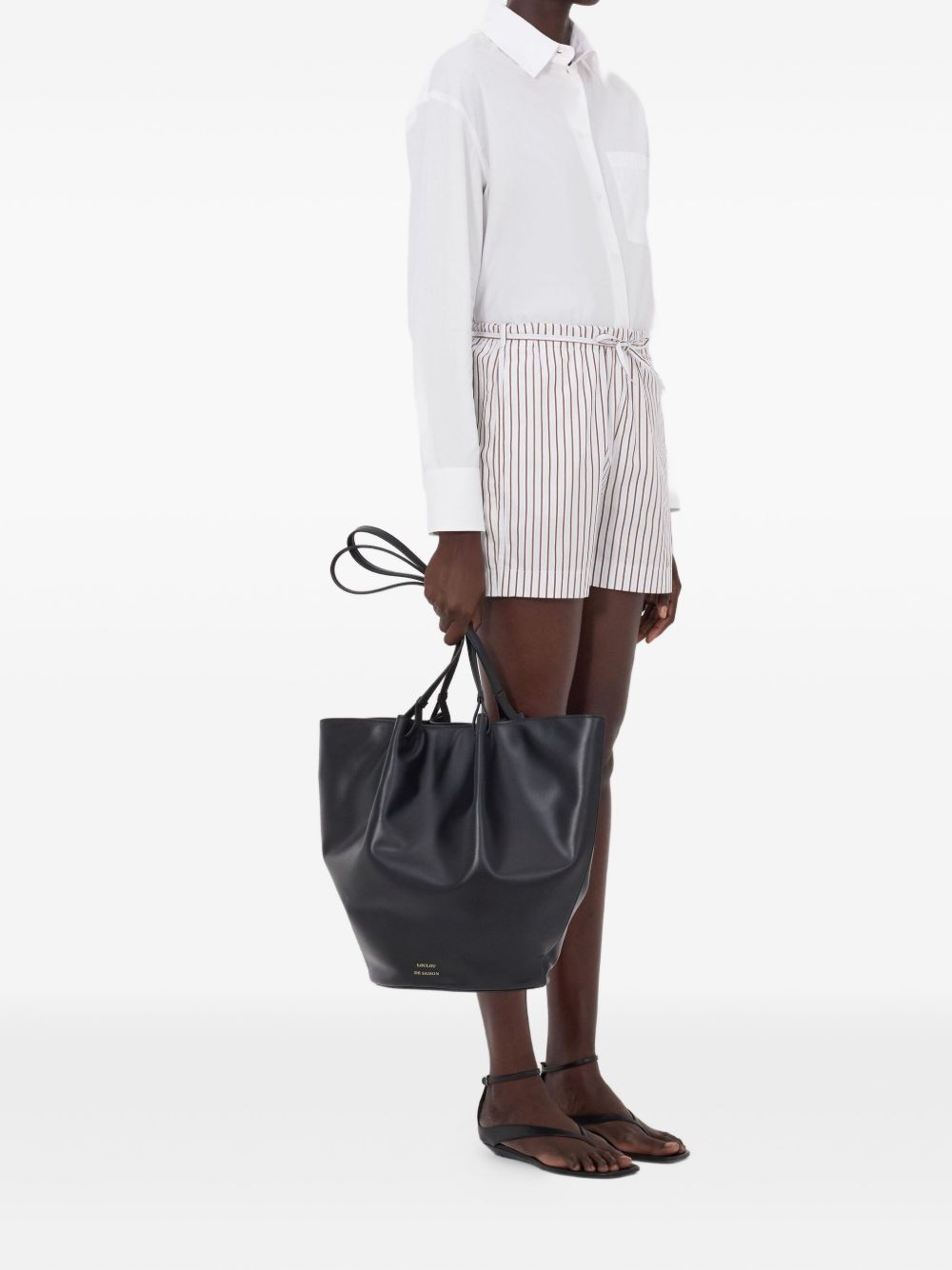 Shorts a righe Lory con coulisse in bianco e rosso Loulou de saison - donna 