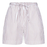 Shorts a righe Lory con coulisse in bianco e rosso Loulou de saison - donna 