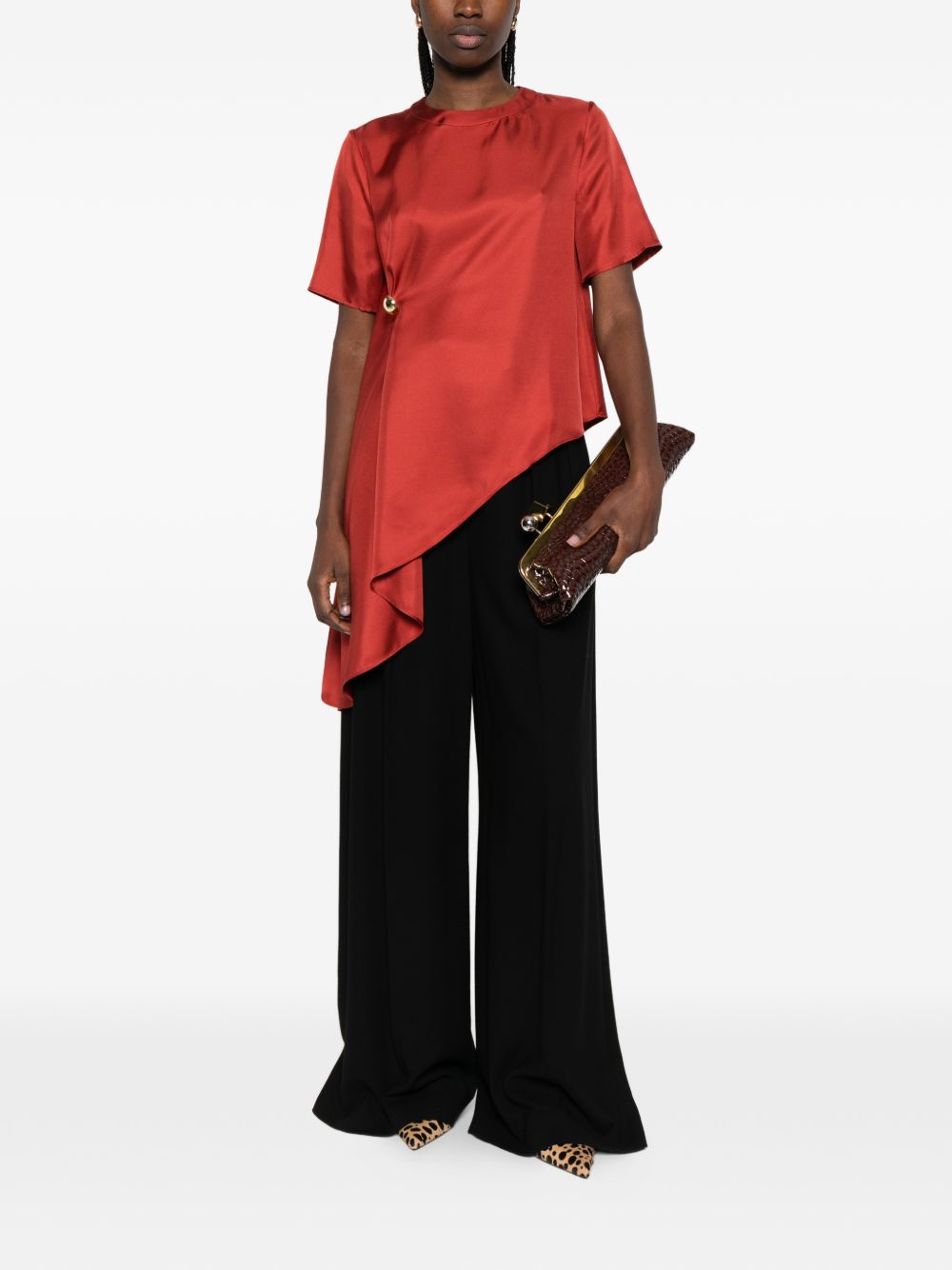 Top asimmetrico MADEA in rosso Loulou de saison - donna 