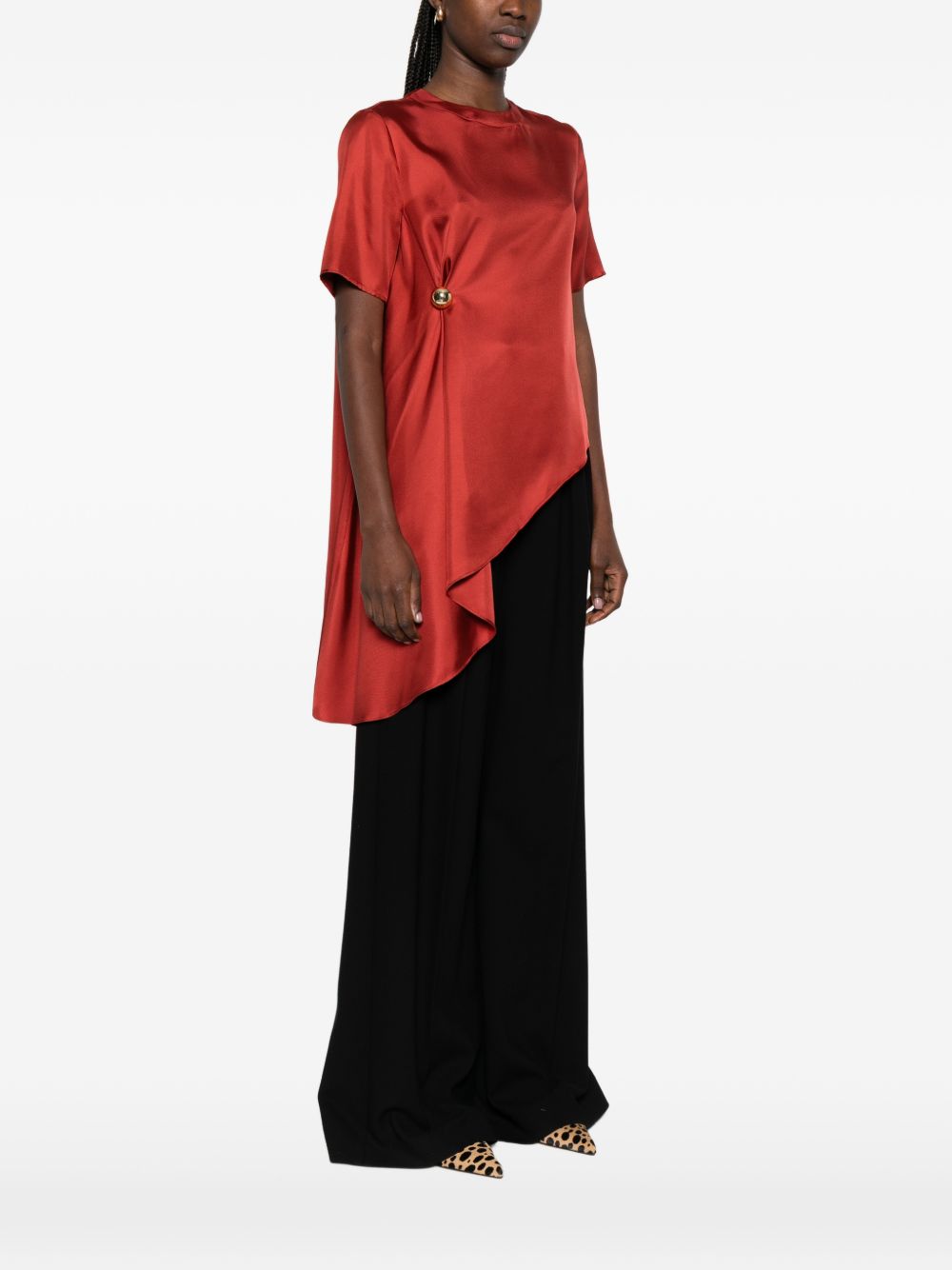 Top asimmetrico MADEA in rosso Loulou de saison - donna 