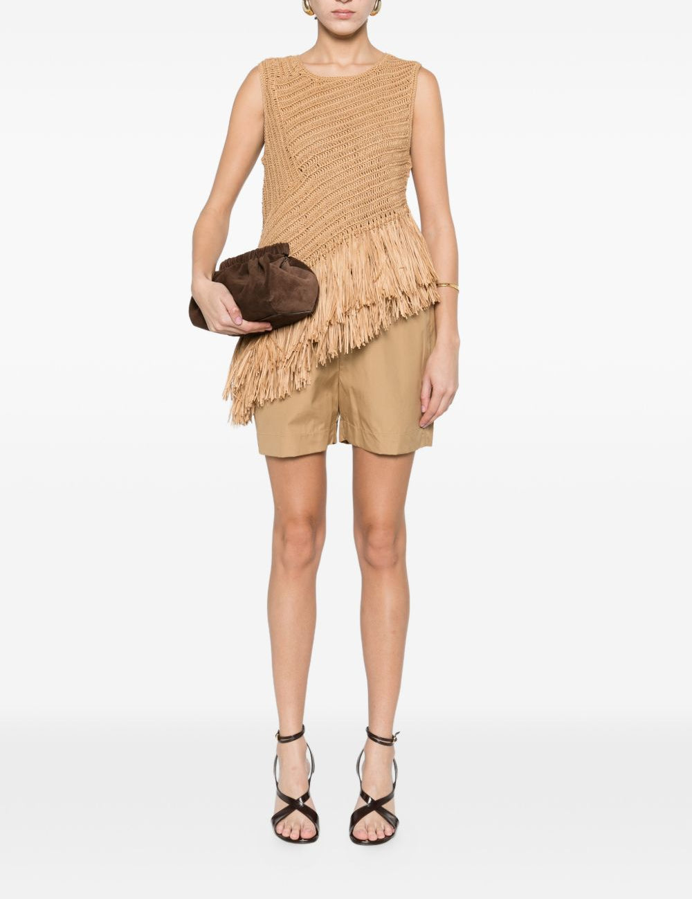 Shorts con coulisse in beige Loulou de saison - donna 