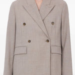 Blazer doppiopetto Norma con revers a lancia in taupe Loulou de saison - donna 