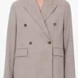 Blazer doppiopetto Norma con revers a lancia in taupe Loulou de saison - donna 