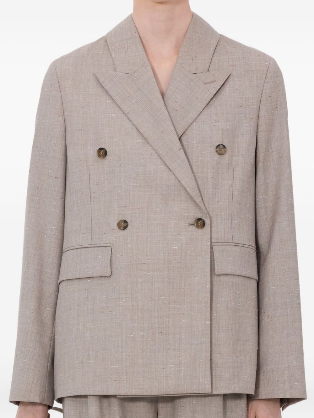 Blazer doppiopetto Norma con revers a lancia in taupe Loulou de saison - donna 