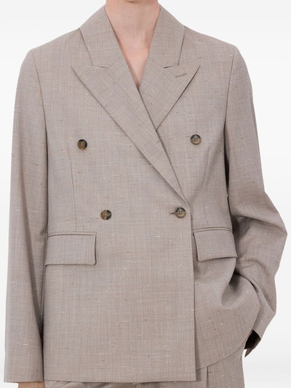 Blazer doppiopetto Norma con revers a lancia in taupe Loulou de saison - donna 