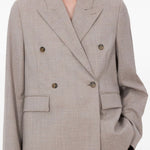 Blazer doppiopetto Norma con revers a lancia in taupe Loulou de saison - donna 