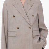Blazer doppiopetto Norma con revers a lancia in taupe Loulou de saison - donna 