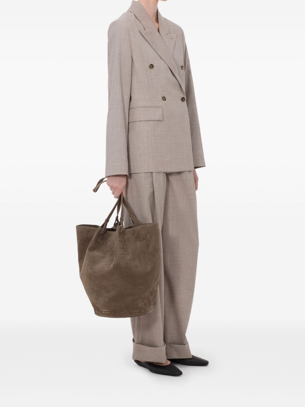 Blazer doppiopetto Norma con revers a lancia in taupe Loulou de saison - donna 