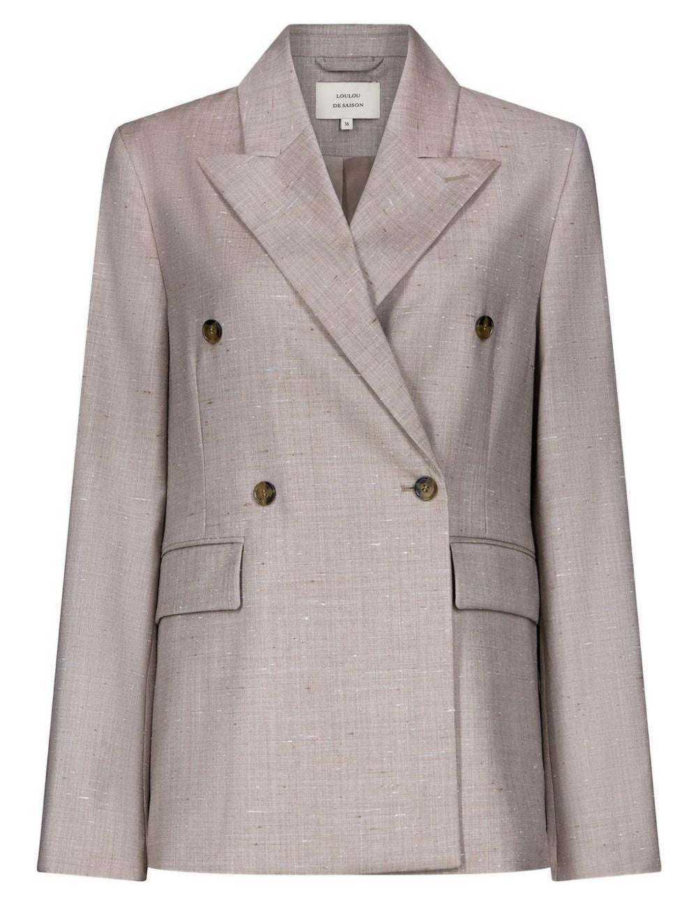 Blazer doppiopetto Norma con revers a lancia in taupe Loulou de saison - donna 