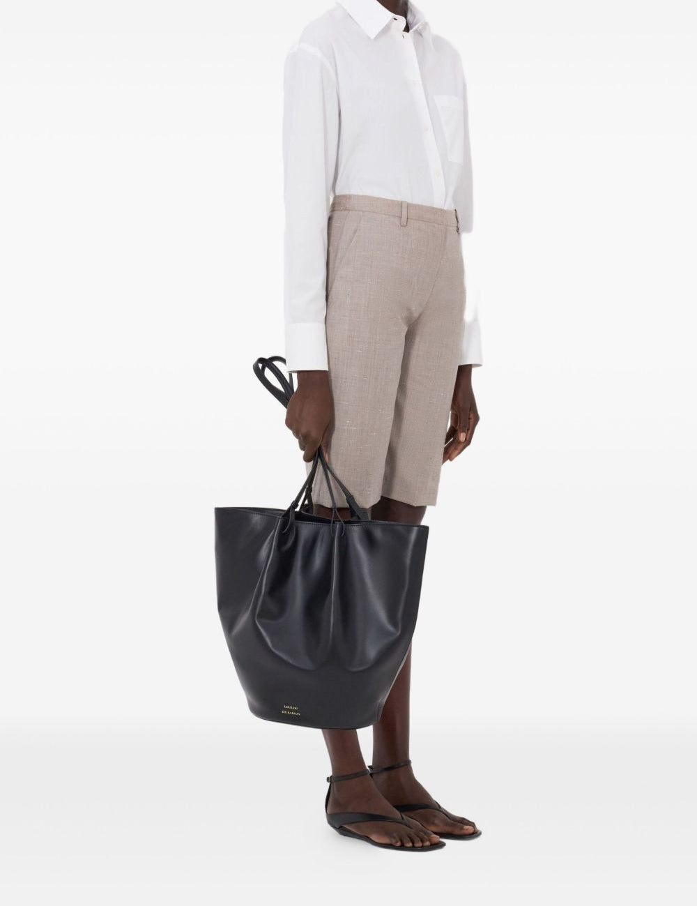 Shorts al ginocchio in beige Loulou de saison - donna 