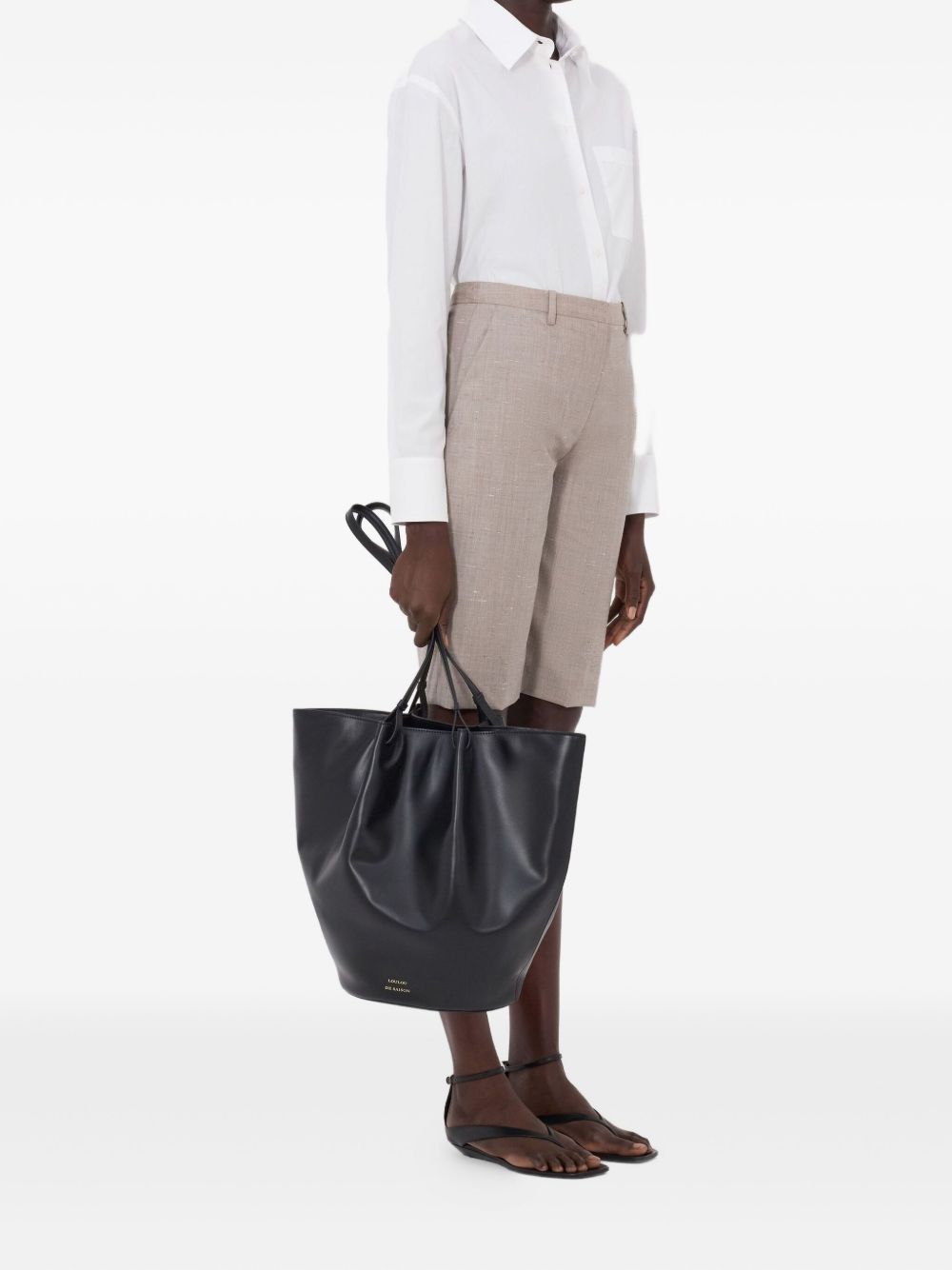 Shorts al ginocchio in beige Loulou de saison - donna 